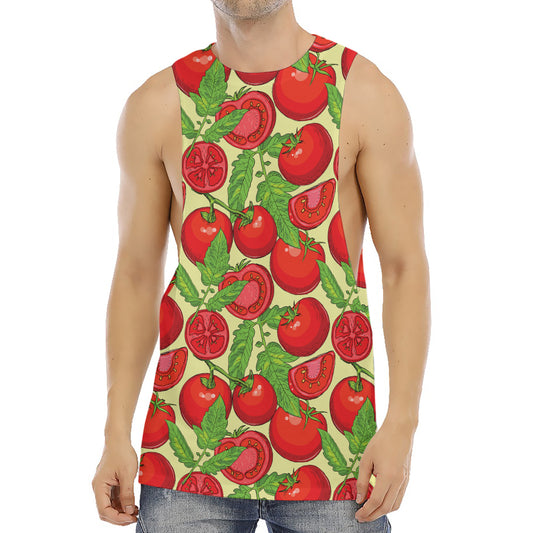 Hand Drawn Tomato Pattern Print Men's Muscle Tank Top