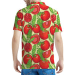 Hand Drawn Tomato Pattern Print Men's Polo Shirt