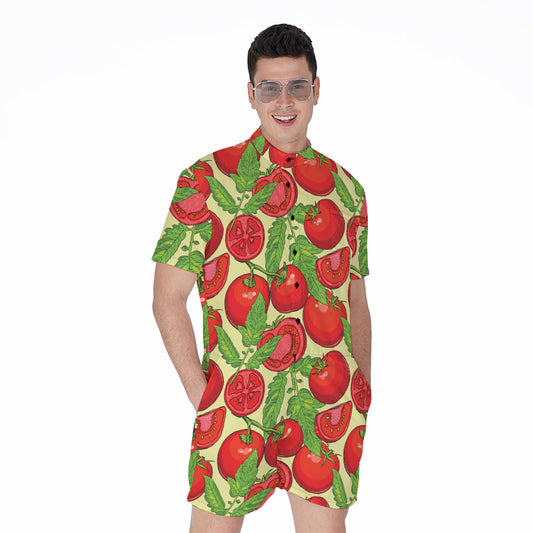 Hand Drawn Tomato Pattern Print Men's Rompers