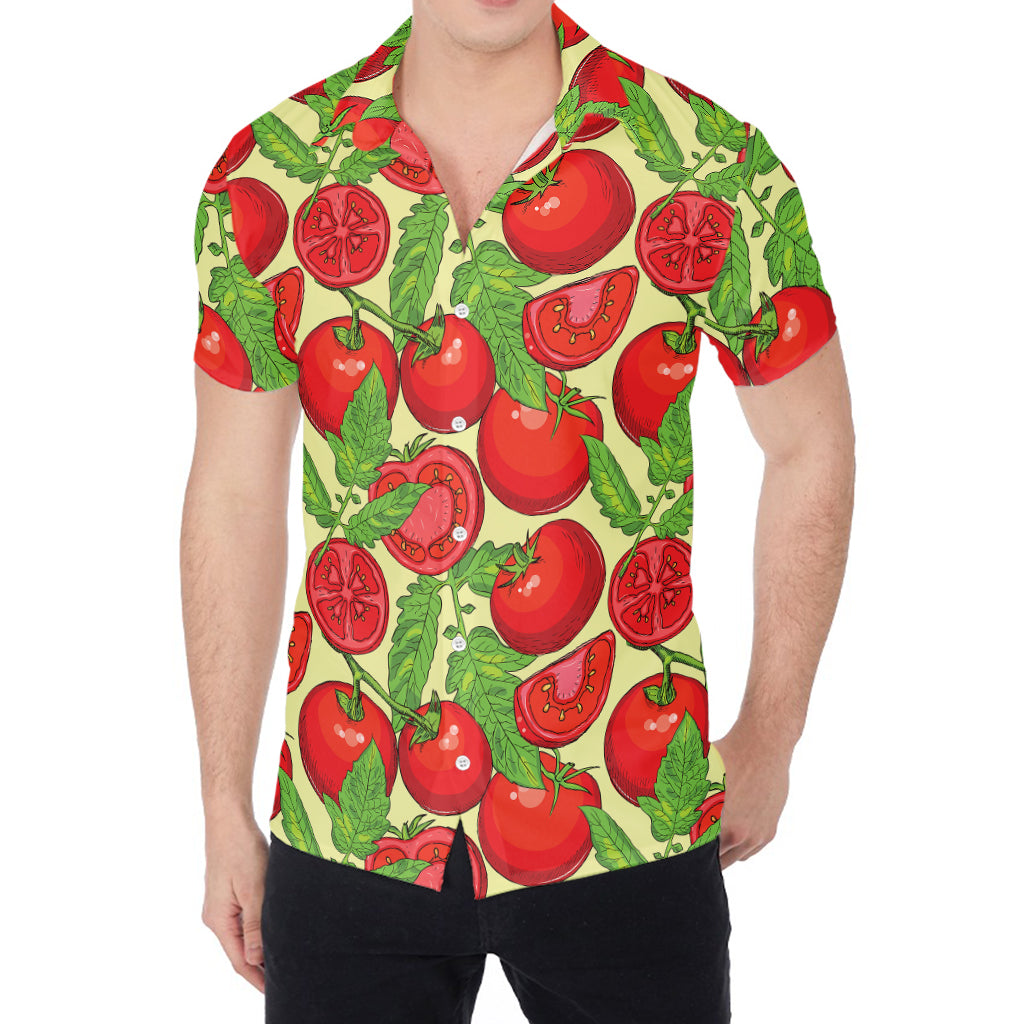 Hand Drawn Tomato Pattern Print Men's Shirt