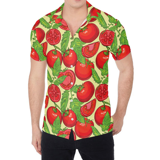 Hand Drawn Tomato Pattern Print Men's Shirt