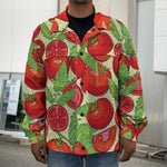 Hand Drawn Tomato Pattern Print Men's Shirt Jacket