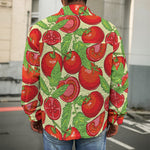 Hand Drawn Tomato Pattern Print Men's Shirt Jacket