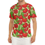 Hand Drawn Tomato Pattern Print Men's Short Sleeve Rash Guard