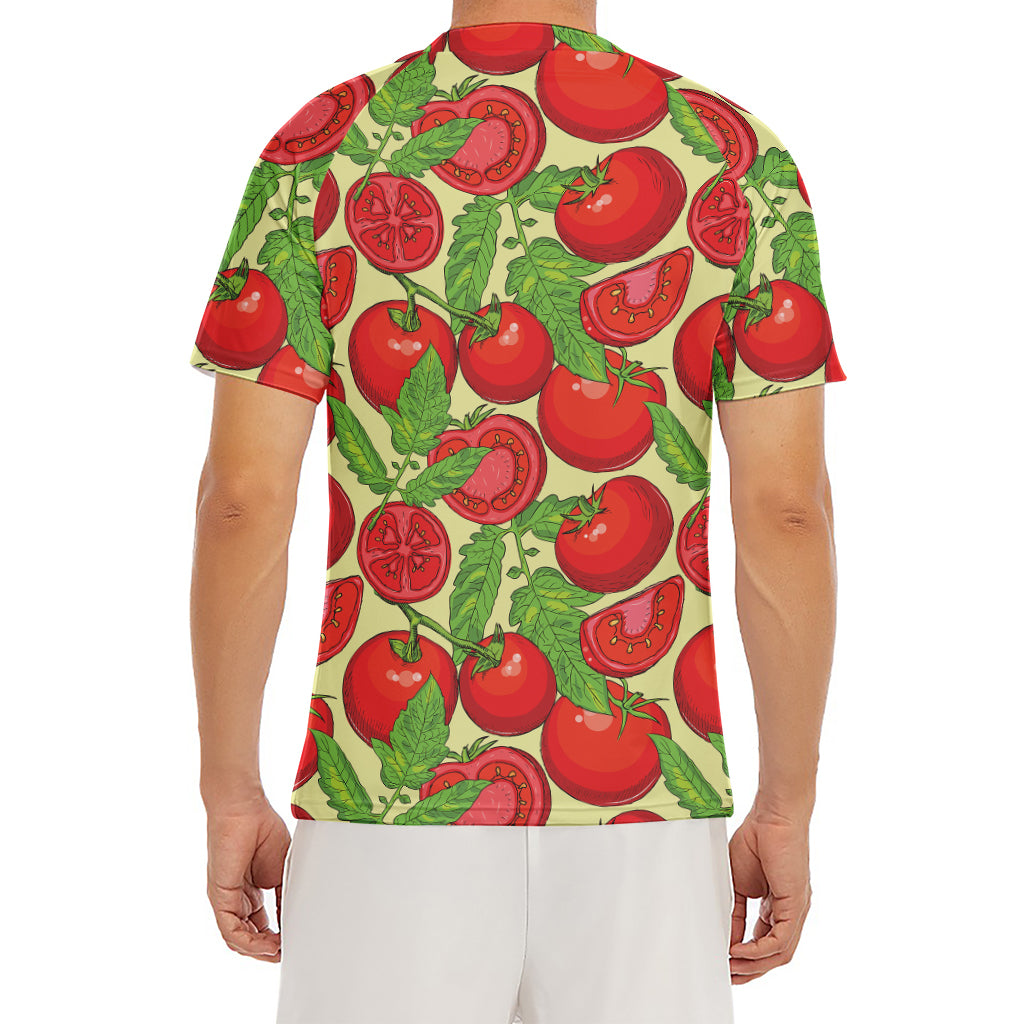 Hand Drawn Tomato Pattern Print Men's Short Sleeve Rash Guard
