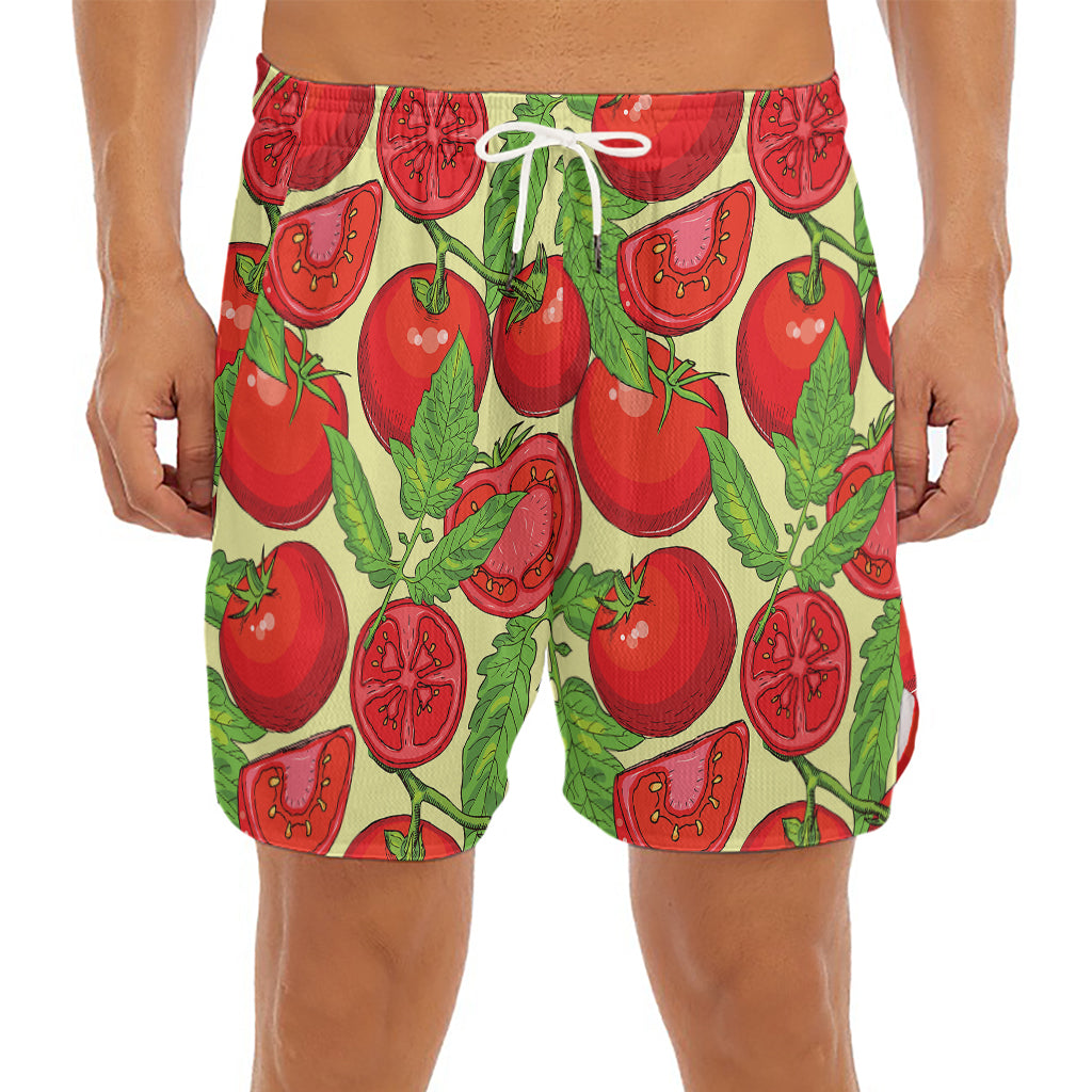 Hand Drawn Tomato Pattern Print Men's Split Running Shorts