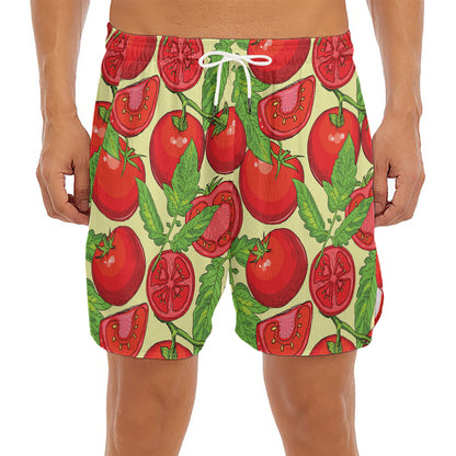 Hand Drawn Tomato Pattern Print Men's Split Running Shorts