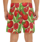 Hand Drawn Tomato Pattern Print Men's Split Running Shorts
