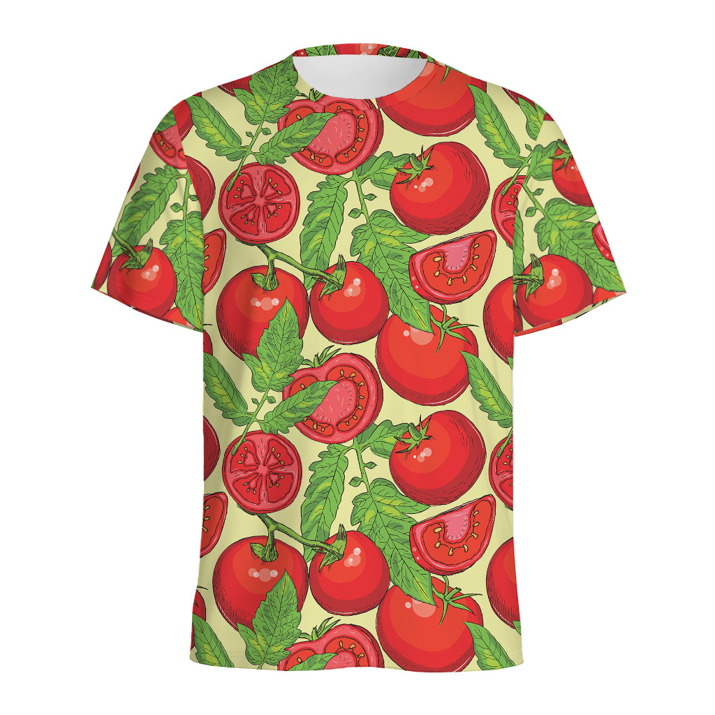 Hand Drawn Tomato Pattern Print Men's Sports T-Shirt