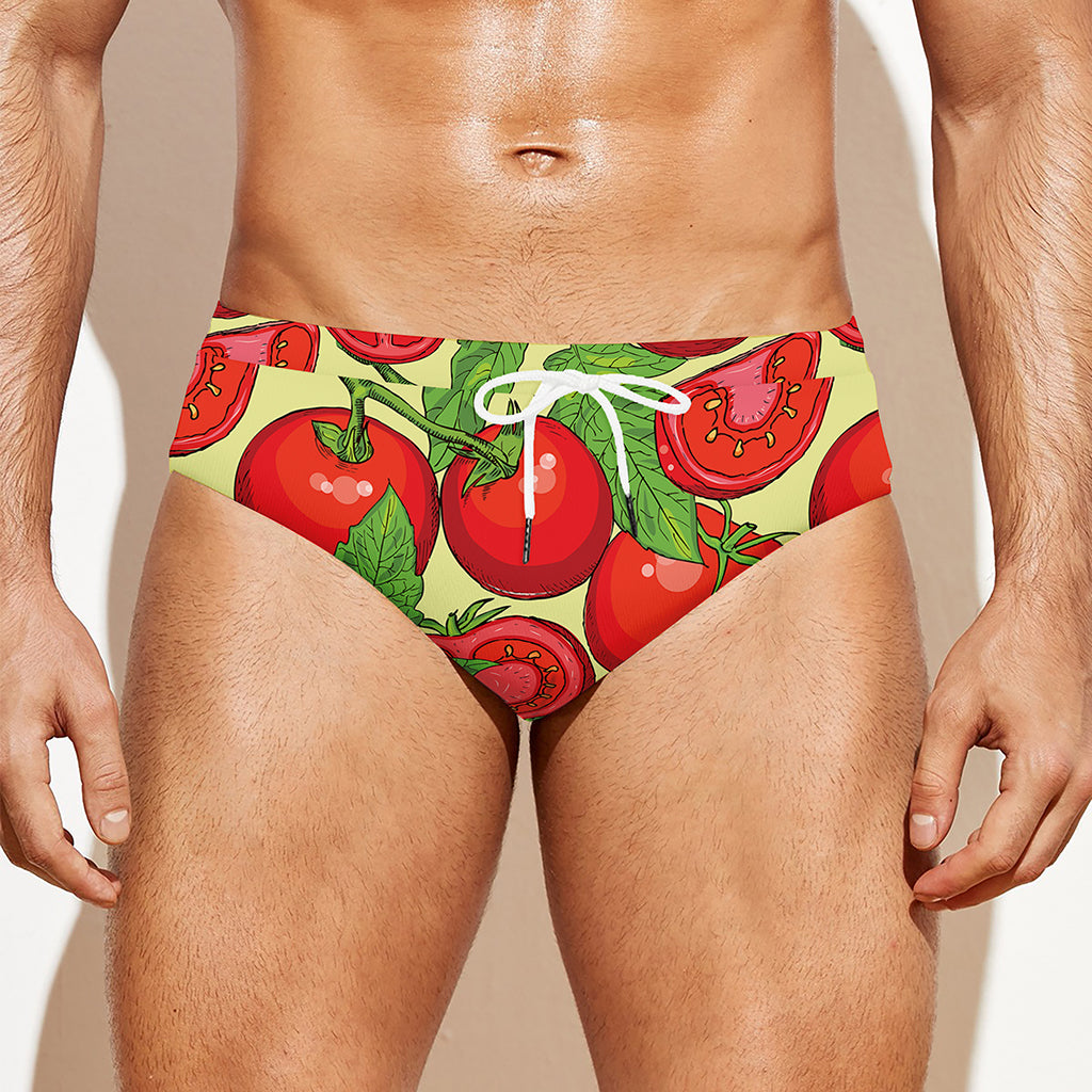 Hand Drawn Tomato Pattern Print Men's Swim Briefs