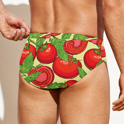 Hand Drawn Tomato Pattern Print Men's Swim Briefs