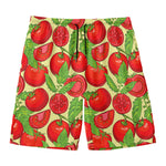 Hand Drawn Tomato Pattern Print Men's Swim Trunks