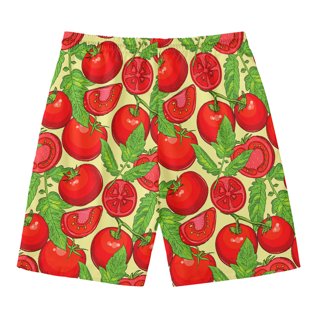 Hand Drawn Tomato Pattern Print Men's Swim Trunks