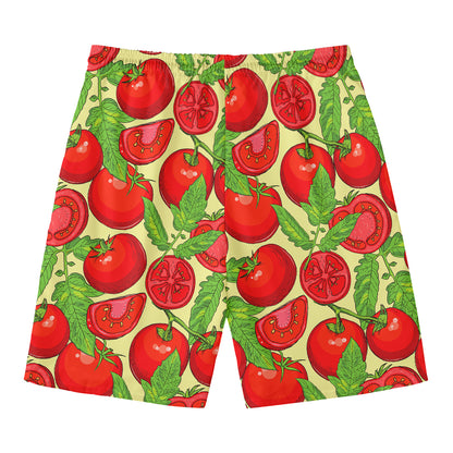 Hand Drawn Tomato Pattern Print Men's Swim Trunks