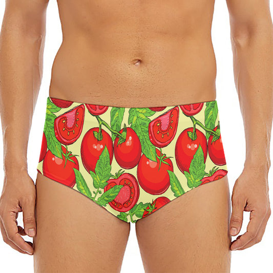 Hand Drawn Tomato Pattern Print Men's Triangle Swim Briefs
