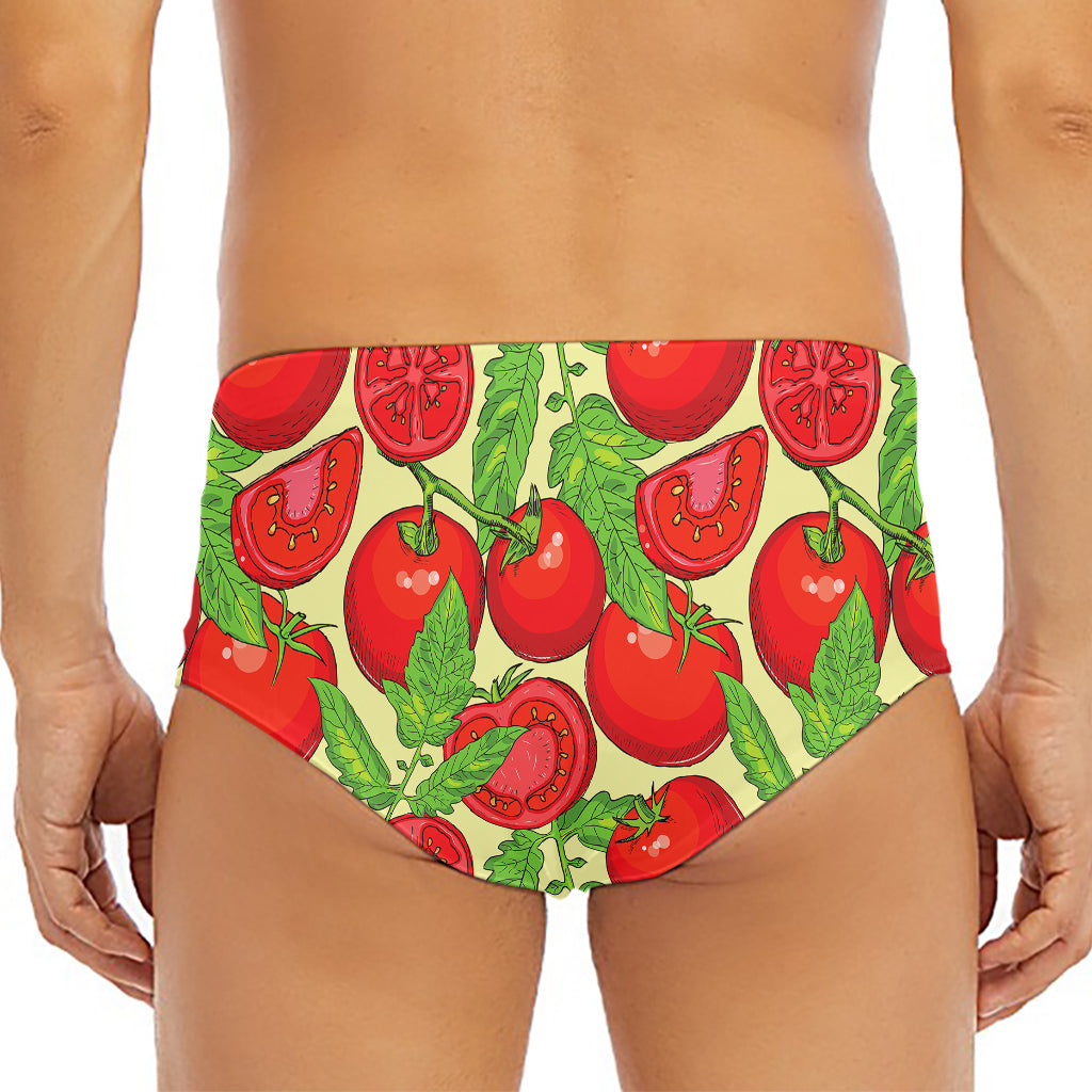 Hand Drawn Tomato Pattern Print Men's Triangle Swim Briefs