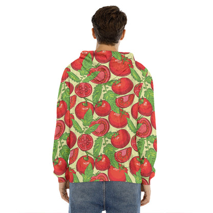Hand Drawn Tomato Pattern Print Men's Velvet Pullover Hoodie