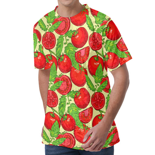Hand Drawn Tomato Pattern Print Men's Velvet T-Shirt