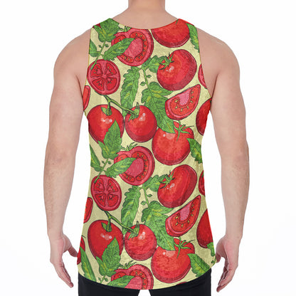 Hand Drawn Tomato Pattern Print Men's Velvet Tank Top
