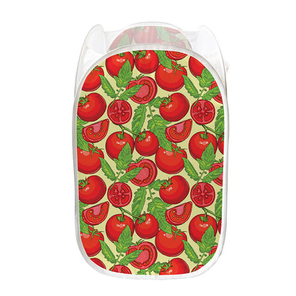 Hand Drawn Tomato Pattern Print Mesh Laundry Hamper