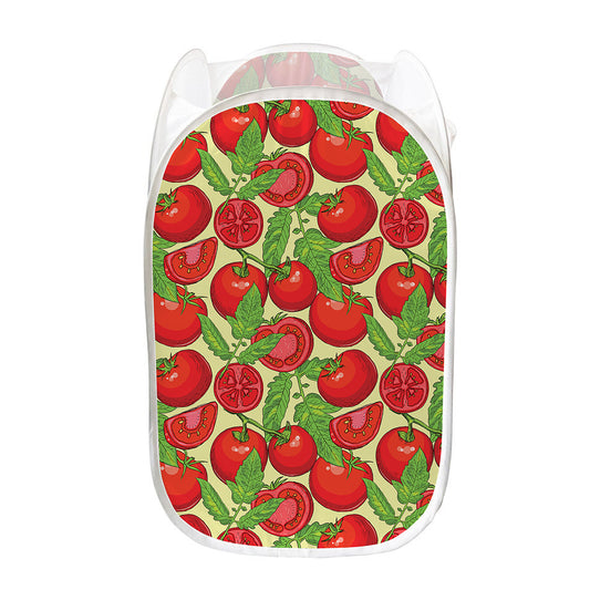 Hand Drawn Tomato Pattern Print Mesh Laundry Hamper