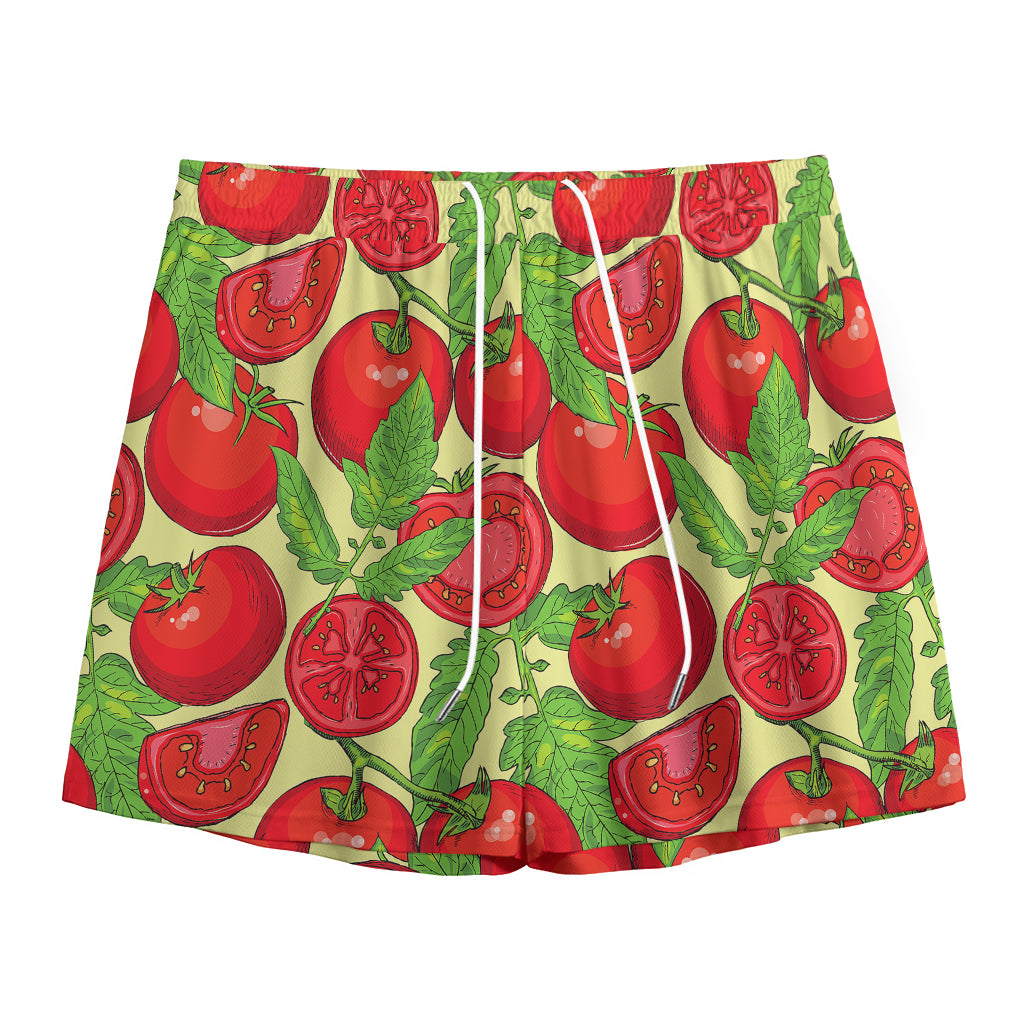 Hand Drawn Tomato Pattern Print Mesh Shorts