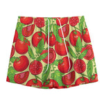 Hand Drawn Tomato Pattern Print Mesh Shorts
