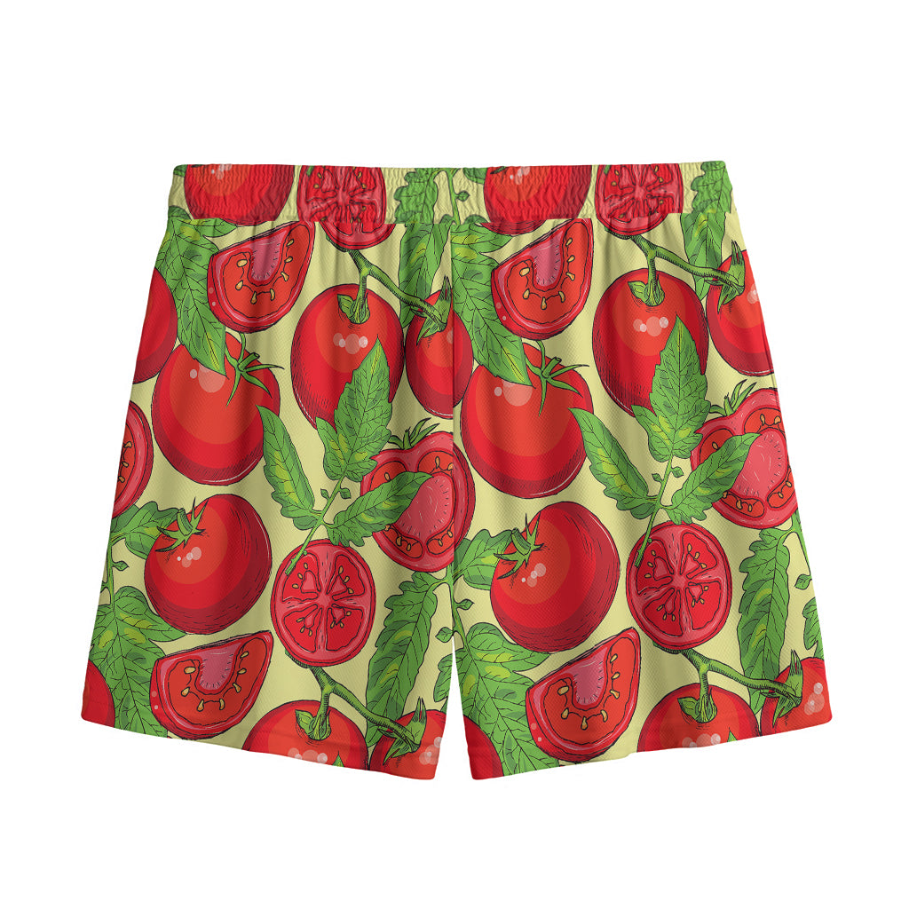 Hand Drawn Tomato Pattern Print Mesh Shorts