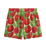 Hand Drawn Tomato Pattern Print Mesh Shorts