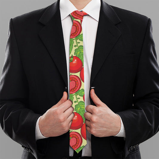 Hand Drawn Tomato Pattern Print Necktie