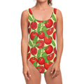 Hand Drawn Tomato Pattern Print One Piece Swimsuit