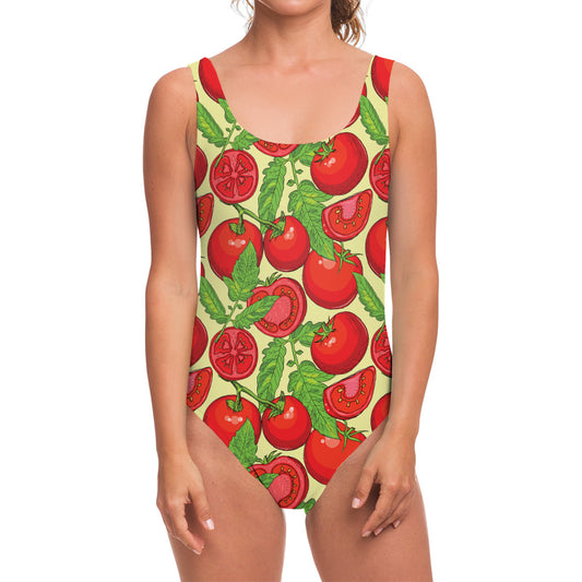 Hand Drawn Tomato Pattern Print One Piece Swimsuit