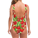Hand Drawn Tomato Pattern Print One Piece Swimsuit