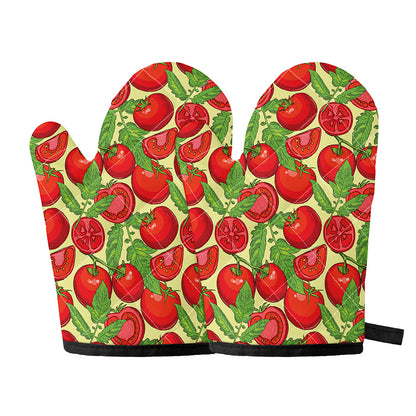Hand Drawn Tomato Pattern Print Oven Mitts