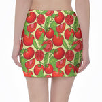 Hand Drawn Tomato Pattern Print Pencil Mini Skirt