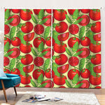 Hand Drawn Tomato Pattern Print Pencil Pleat Curtains