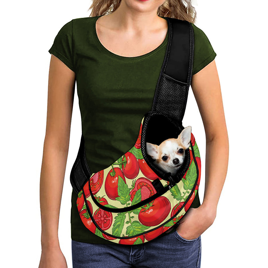 Hand Drawn Tomato Pattern Print Pet Sling Carrier
