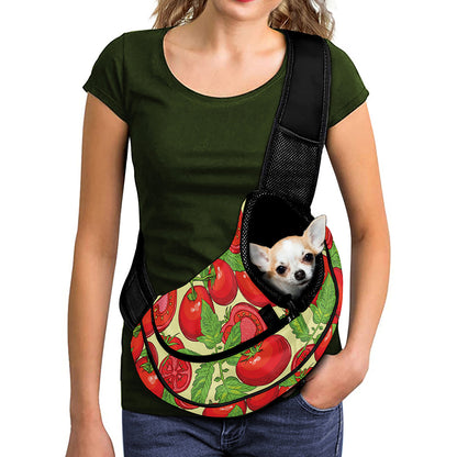 Hand Drawn Tomato Pattern Print Pet Sling Carrier