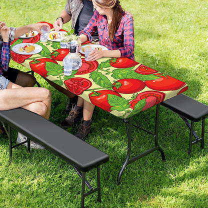 Hand Drawn Tomato Pattern Print Picnic Table Cover