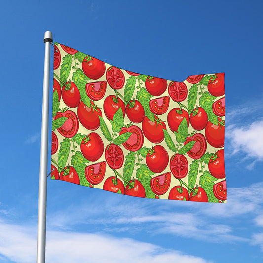 Hand Drawn Tomato Pattern Print Polyester Flag