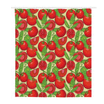 Hand Drawn Tomato Pattern Print Polyester Shower Curtain