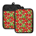 Hand Drawn Tomato Pattern Print Pot Holders With Pocket