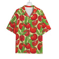 Hand Drawn Tomato Pattern Print Rayon Hawaiian Shirt