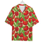 Hand Drawn Tomato Pattern Print Rayon Hawaiian Shirt