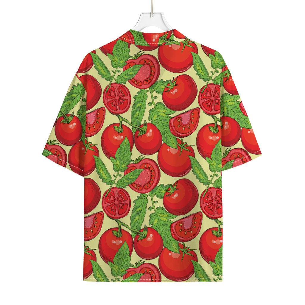 Hand Drawn Tomato Pattern Print Rayon Hawaiian Shirt