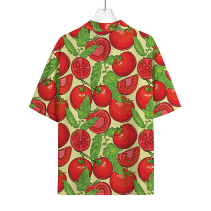 Hand Drawn Tomato Pattern Print Rayon Hawaiian Shirt
