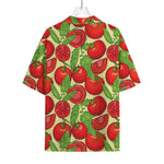 Hand Drawn Tomato Pattern Print Rayon Hawaiian Shirt