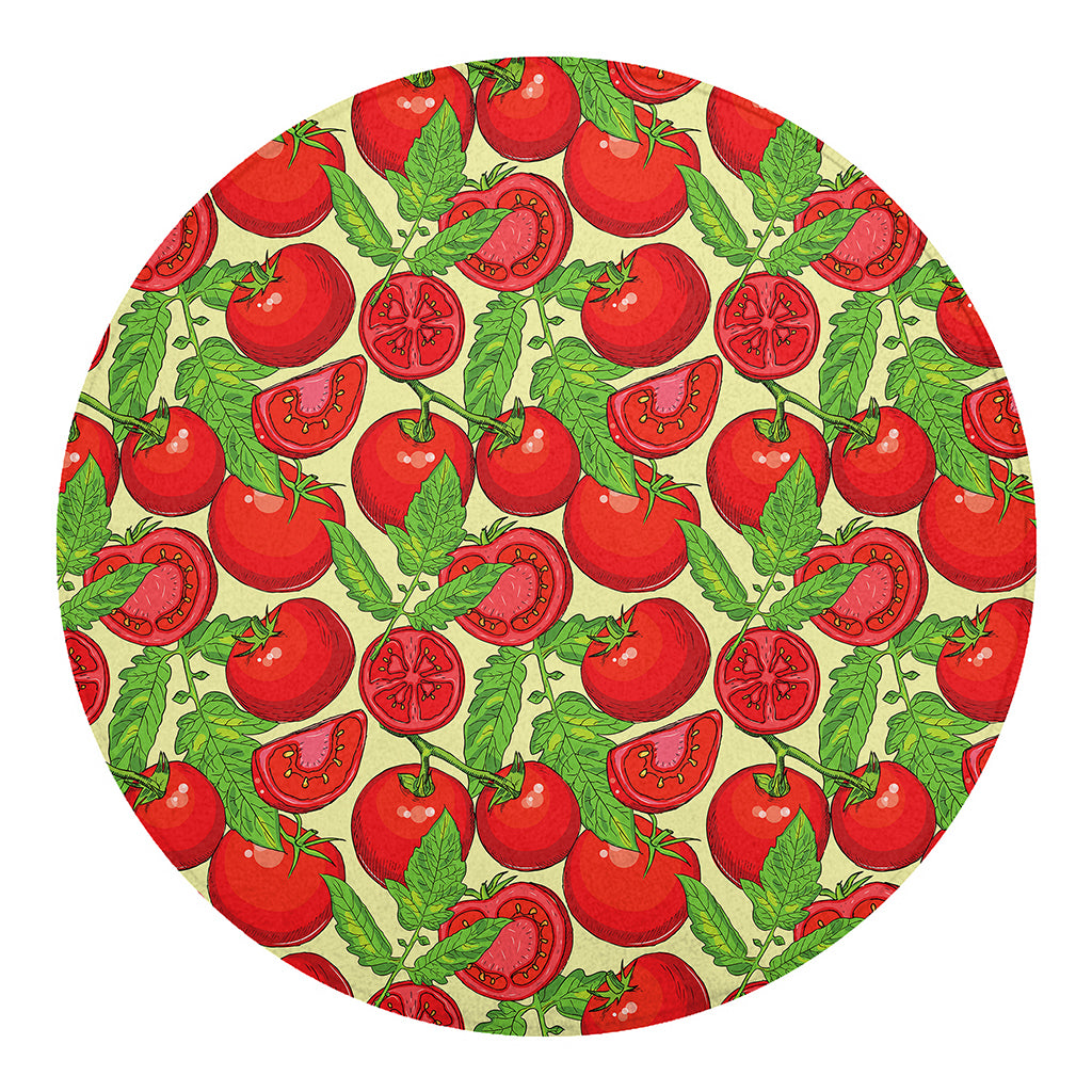 Hand Drawn Tomato Pattern Print Round Blanket