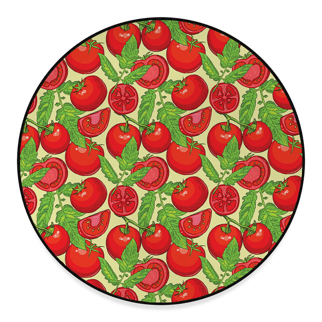 Hand Drawn Tomato Pattern Print Round Floor Mat