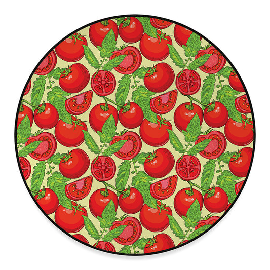 Hand Drawn Tomato Pattern Print Round Floor Mat